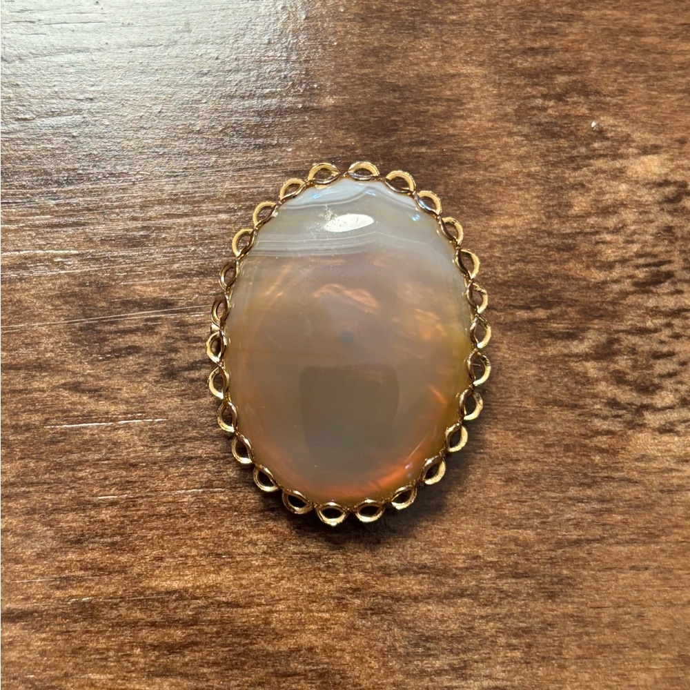 Gold and Brown Women's Brooch